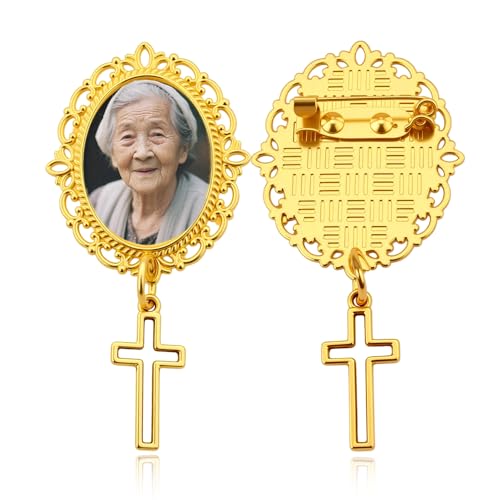 Wedding Double Picture Frame Brooch for Bride Grooms Boutonniece Pin for Wedding Bouquet - color: Color G