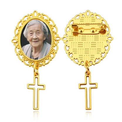 Wedding Double Picture Frame Brooch for Bride Grooms Boutonniece Pin for Wedding Bouquet - color: Color G
