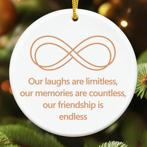 FaCraft Friendship Gifts for Women - Infinity Symbol Ceramic Friendship Ornament Best Friend Christmas Ornaments Our Laughs are Limitless Keepsake for True Friend, Bestie, BFF Birthday Graduation - color: 1-41 Friendship