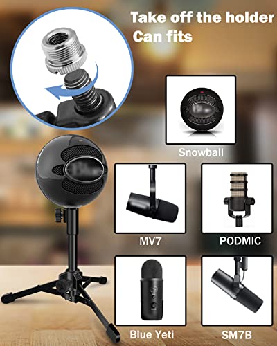 2 Pack Desktop Mic Stand, Portable Foldable Tripod with Mic Clip Holder, Adjustable Microphone Stand For Dynamic Microphone. - size: 2 Pack