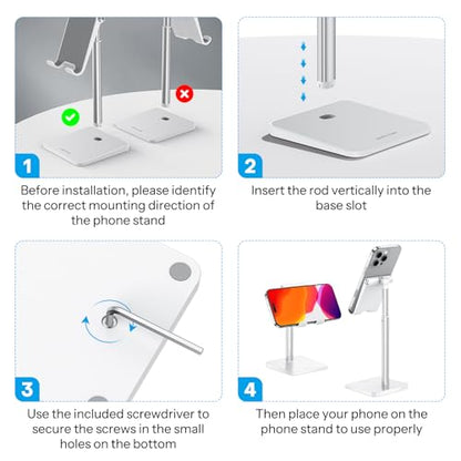 OMOTON CA02 Cell Phone Stand with Charging Hole for Desk Lightweight Silver - color: Silver
