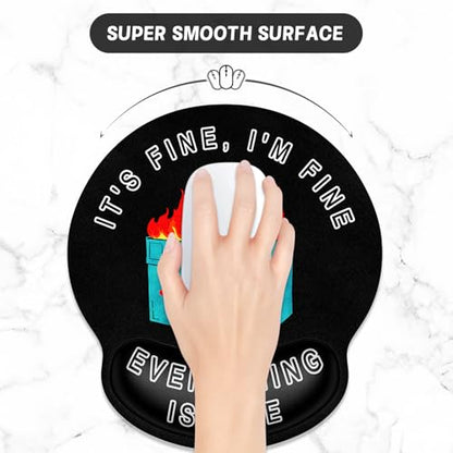 ITNRSIIET Ergonomic Mouse Pad with Wrist Support Wrist Rest Smooth Surface Non-Slip Rubber Base Comfortable Office Supplies Pain Relief, 9.8 x 9.1 inches, Cute Dumpster - color: Cute Dumpster