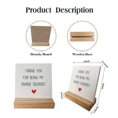 Sentimental Friendship Gift - 'Thank You for Being My Unpaid Therapist' Wooden Plaque Sign - color: Friendship-04
