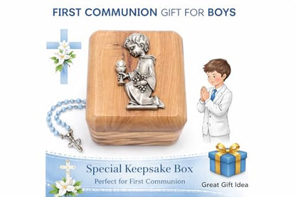 Jewelry Keepsake Box Olive Wood Olivewood Holy Land Christian Gift, first commuion hand made HolyLand (Boy) - style: Boy