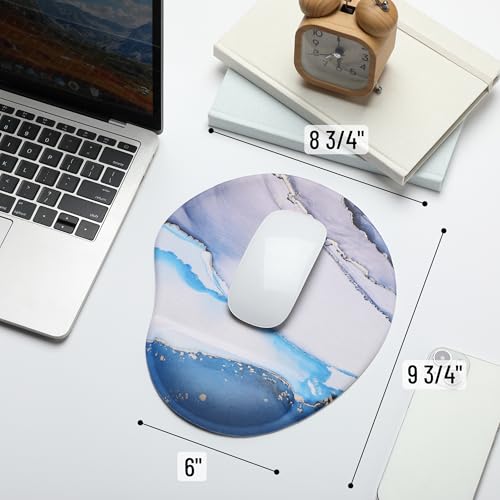 Mr. Pen- Ergonomic Mouse Pad with Wrist Rest, Glacial Blue Marble Design - color: Glacial Blue Marble
