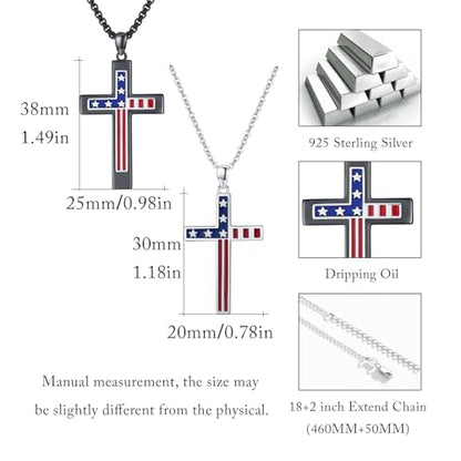 TUGHRA Couples Necklace Sterling Silver His and Hers Matching Necklace, Pendant Couples Jewelry Gifts for Couple Her Him - style: 02-Independence Day Flag