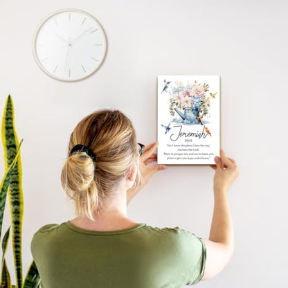 Christian Desk Decor - Jeremiah 29:11, Floral Wood Sign Bible Verses Wall Decor, Religious Gifts Inspirational Gifts For Women Men Prayer, Christian Decor For Home Office Living Room - style: Jeremiah 29:11 -a