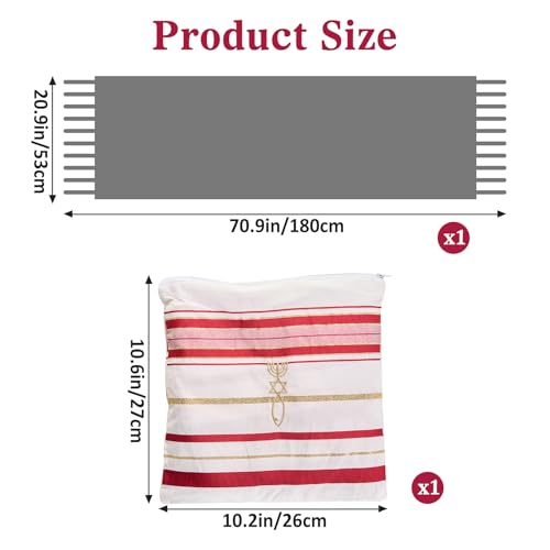 Tallit Prayer Shawl with Bag, Soft Fabric 70"x 20" Tallit Prayer Cloth Israel for Men & Women - color: Red