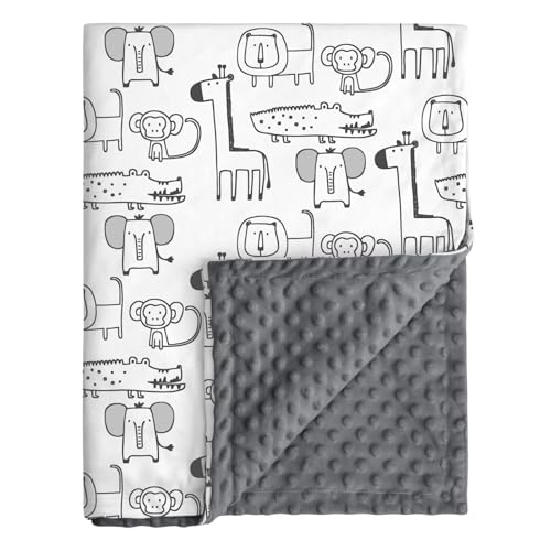 Fleece Baby Blankets for Girls & Boys, Infant Toddler Blanket - color: Gray Animals