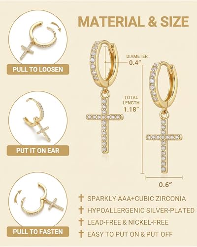 Dangle Cross Earrings for Women Teen Girls Baptism Jewelry Gifts - style: God is within her