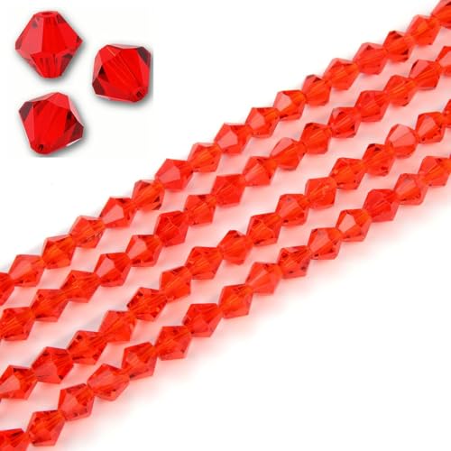 250pcs Czech 6mm (0.24 Inch) Faceted Bicone Crystal Glass Loose Beads Spacer Bulk Light Siam Red for DIY Craft Jewelry Making CCB606 - color: Light Siam Red, size: 6mm - 250pcs
