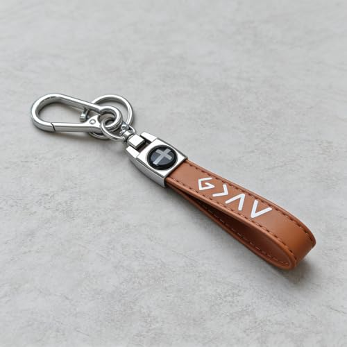 Christian Cross Keychain for Men Great Baptism Birthday & Christmas Gift for Godsons Husbands & Fathers Religious Gift - color: Brown