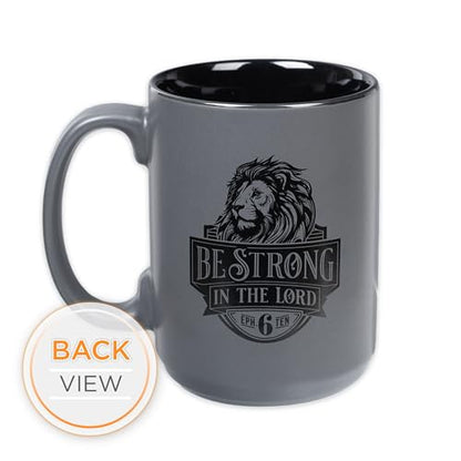 Christian Art Gifts Inspirational Be Strong Bible Verse Coffee Mug, Christian Scripture Ceramic Coffee & Tea Mug, Gray & Black, 14 oz, Lead & Cadmium-Free Drinkware Gift for Men & Women - color: Gray & Black/Be Strong
