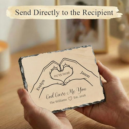God Gave Me You Anniversary Wedding Gift for Couple - Personalized Slate Stone Plaque with Names & Date - Rustic Christian Wedding or Anniversary Keepsake for Husband Wife Keepsake (S-231) - color: S-231