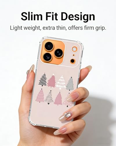 Pink Christmas Tree Phone Case Compatible with iPhone 17 Pro, Cute Christmas Holiday Phone Cover for iPhone 17 Pro - color: Christmas Tree