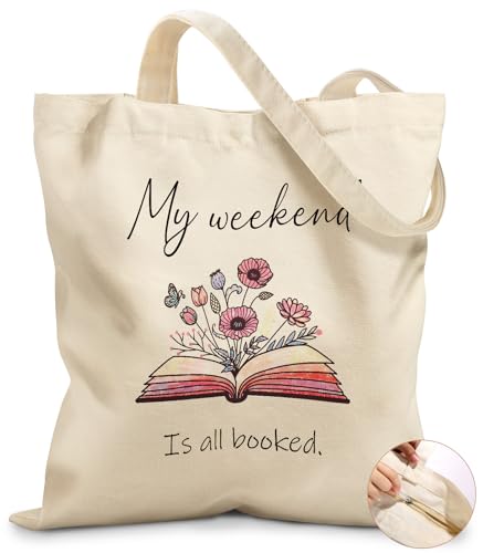 Miss Adola Canvas Tote Bag for Women with Zipper, Weekend Book - color: Weekend Book