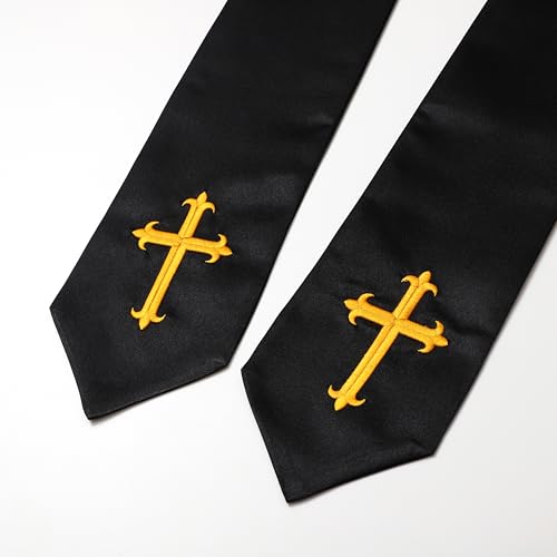 Clergy Stole & Choir Stole with Embroidered 60/72" - color: Black, size: 72 inch