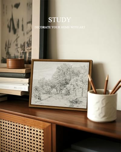 InSimSea Framed Canvas Wall Art, Forest Landscape Sketch Print, 10x8 Inch - color: Hard to Find Tree