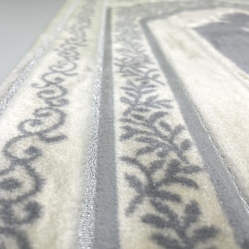 Modefa Foam Padded Prayer Rug | Thick Prayer Mat with Knee Cushion Memory Foam Prayer Mats | One Inch Thick Soft Velvet Islamic Praying Mat Luxury (Grey) - color: Grey