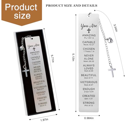 Christian Cross Bookmarks, Metal Bible Bookmarks for Women Men, 1st Communion Baptism Confirmation Gifts for Girls Boys Teens, Catholic Coming of Age Graduation Gift