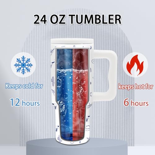 Western Texas Gift, 24 oz Texas Tumbler with Handle and Straw, Insulated - color: Texas