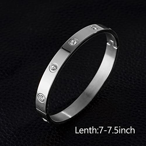 WFYOU Stainless Steel Bracelets for Men Gold Cuff Bracelet Birthday Gifts - color: Silver 9