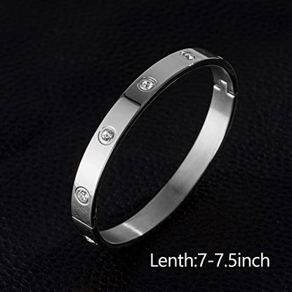WFYOU Stainless Steel Bracelets for Men Gold Cuff Bracelet Birthday Gifts - color: Silver 9