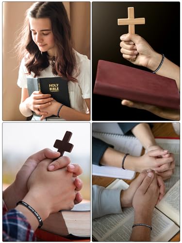 Sureio 15 Pcs Christian Bracelet Scripture Bible Verse Gift - color: Black, White