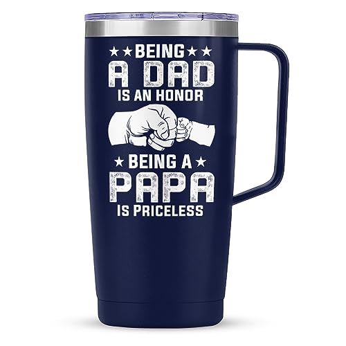 SANDJEST Papa Tumbler with Handle 20oz Coffee Travel Mug Cup Grandfather Gift for Grandpas Grandfathers Grandad Birthday Papa Gifts for Grandpa from Granddaughter Grandson - color: Papa