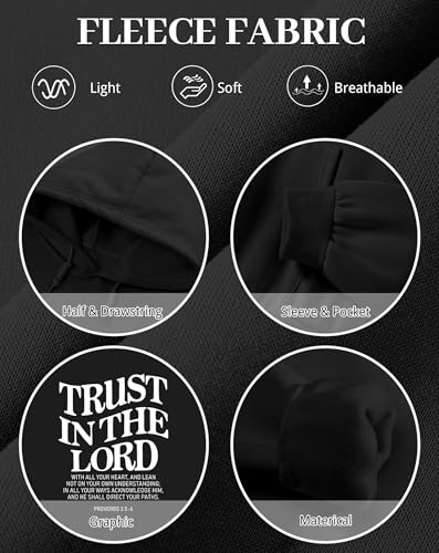 Tuislay Trust In The Lord Hoodie Christian Sweatshirts Women - color: Black(white Print), size: Small