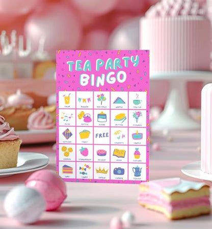 Markt Birthday Party Games for Kids, Girls Birthday Games, Kids Bingo Game, Pink Game, Tea Party Favors (20 Pink Bingo Cards) - color: Tea Party Bingo – Pink