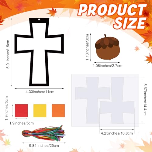 Chiisong 24 Sets Fall He Never Leaves Crafts Kit Fall Christian Cross Kits - style: He Never Leaves