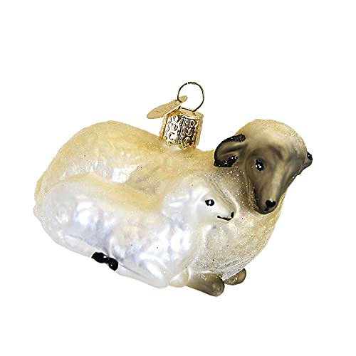 Old World Christmas Sheep with Lamb Glass Blown Ornament for Christmas Tree, Handcrafted Holiday Decoration, Farm Animal Collection - style: Sheep with Lamb