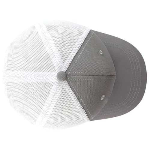 Leather American Flag Faith Over Fear Trucker Hats for Men Women, Adjustable Mesh Snapback Baseball Cap - color: Gray