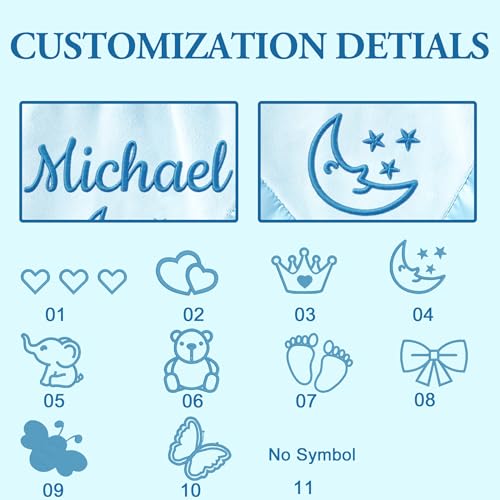 Personalized Baby Blanket with Embroidered Name,Custom Baby Receiving Blankets Soft Fleece Toddler Blanket for Newborn Baby Boy Shower Gifts -36" x 36" - color: Blue