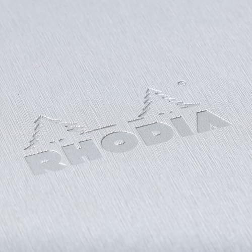 Rhodia cfmtpuA5sv Metallic PU Leather Cover, Silver (Stapled Notebook, A5, 0.2 inch (5 mm) Square Ruled, White Included) - color: Silver, style: Notebook, A5