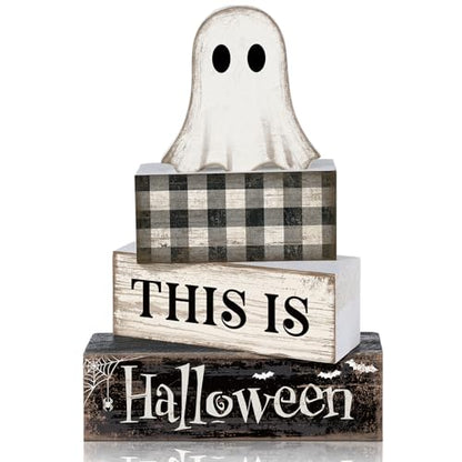Lineshading 4 Pcs Halloween Table Decor For Home Ghost Tiered Tray Decor - style: Boo Coffee Ghost