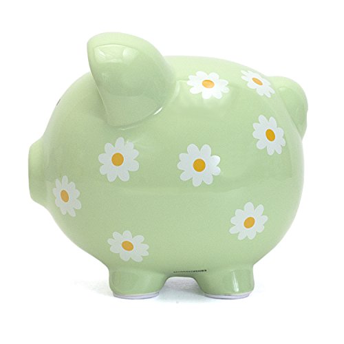 Child to Cherish Ceramic Piggy Bank for Girls, Daisy Green - color: Daisy Green