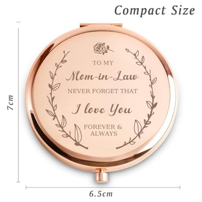 Personalized Gifts for Mom in Law, Custom Mom in Law Gifts for Birthday, Engraved Compact Mirror, Mothers Day Basket Stuffers - color: Mom in Law - I Love You