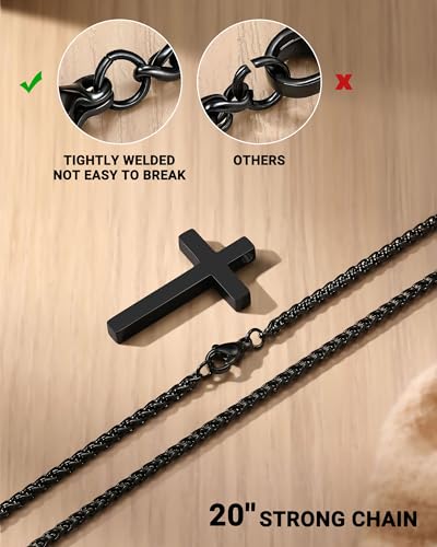 UNGENT THEM Be Strong in Faith, 20 Inch Cross Necklace for Men Teen Boys - style: Isaiah 41:10
