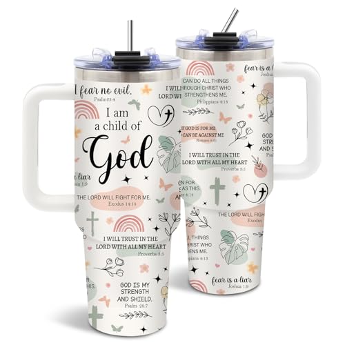 Christian Gifts for Women - I Am a Child of God 40 oz Tumbler with Handle - color: Child1
