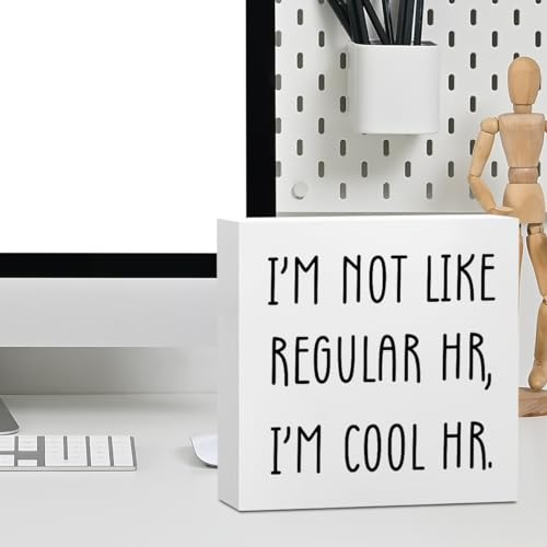 Funny Human Resources Office Supplies Desk Decor White Wooden Box Sign - color: White0394