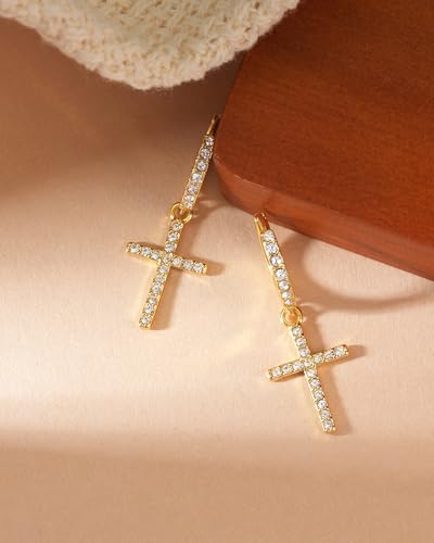 Dangle Cross Earrings for Women Teen Girls Baptism Jewelry Gifts - style: God's Blessing