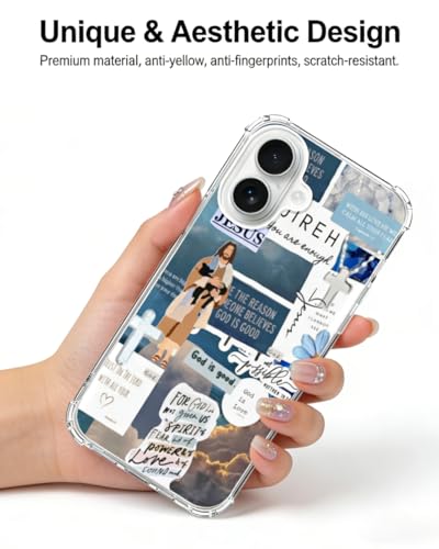 Blue Christian Aesthetic Phone Case Compatible with iPhone 17, Jesus Lamb God Phone Cover for iPhone 17 - color: Blue Christian