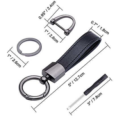 Wisdompro Genuine Leather Car Keychain, Universal Key Fob Keychain - color: Black