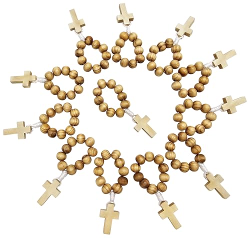 TALISMAN4U Catholic Finger Rosary Wooden Prayer Rings, 12 Pack