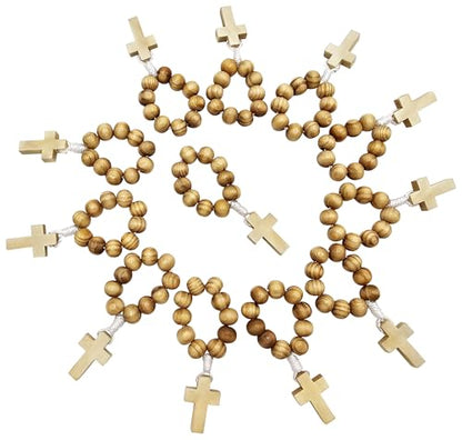 TALISMAN4U Catholic Finger Rosary Wooden Prayer Rings, 12 Pack