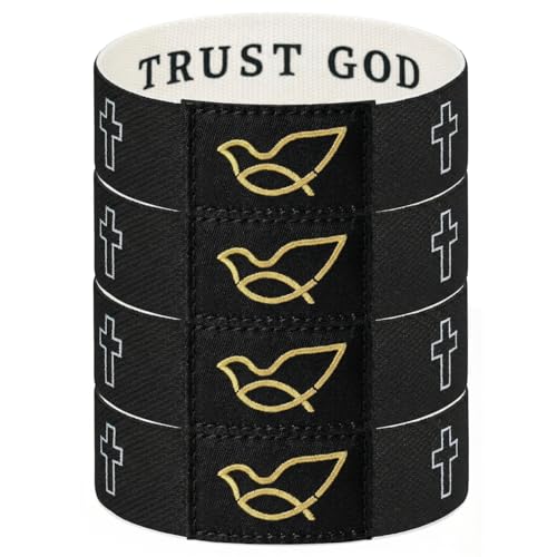 Lusinus Bible Verse Bracelets, Tap for Scripture, NFC Daily Wristband - color: BLACK( Trust God 4Pcs)