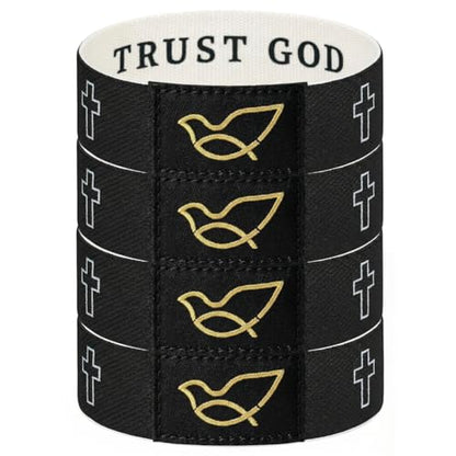Lusinus Bible Verse Bracelets, Tap for Scripture, NFC Daily Wristband - color: BLACK( Trust God 4Pcs)