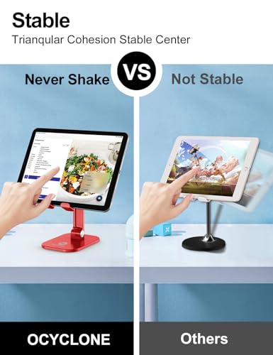 OCYCLONE Phone Stand for Desk, Foldable Cell Phone Stand Holder, Red - color: Red
